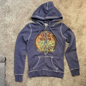 Vintage True Religion Rhinestone zip up Hoodie